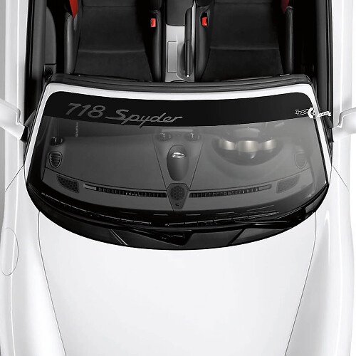 Adesivo decalcomania per parabrezza con logo Porsche 718 Spyder con strisce di sfondo
