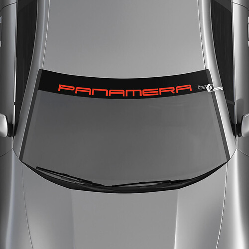Adesivo decalcomania per parabrezza con logo Porsche Panamera e strisce di sfondo
