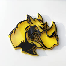 Badge 3D personalizzato Logo Rhino Angry Emblema dei badge Fender
 2