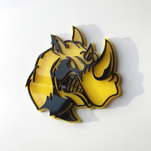 Badge 3D personalizzato Logo Rhino Angry Emblema dei badge Fender
 4