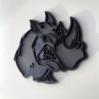 Distintivo 3D personalizzato Rhino Angry Logo nero e grigio Emblema dei distintivi Fender
