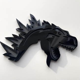 Distintivo 3D personalizzato Logo Godzilla Angry Emblema distintivi Fender grigio e nero
 1