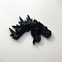 Distintivo 3D personalizzato Logo Godzilla Angry Emblema distintivi Fender grigio e nero
 3