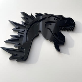 Distintivo 3D personalizzato Logo Godzilla Angry Emblema distintivi Fender grigio e nero
