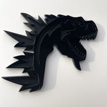 Distintivo 3D personalizzato Logo Godzilla Angry Emblema distintivi Fender grigio e nero
 2