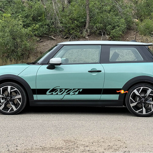 Coppia adesivi per decalcomanie laterali per porte con grafica a strisce Mini Cooper

