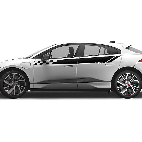 Adesivi Grafica a Scacchi Laterali Bandiera Striscia Decalcomania 2 Per Jaguar I Pace