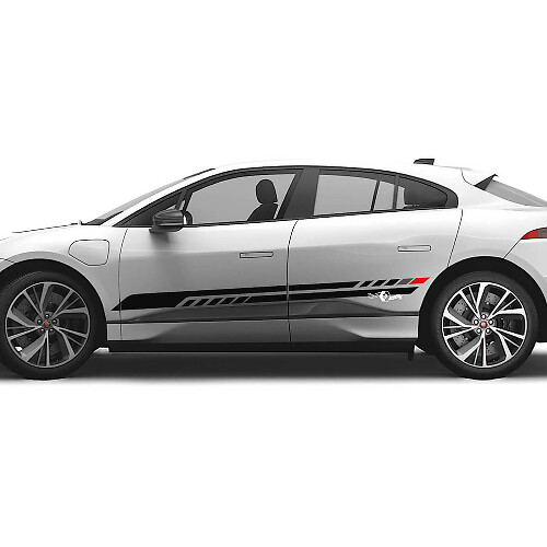 Adesivo Jaguar I Pace Side 2 colori strisce moderne grafica decalcomania linee logo
