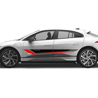 Adesivo Jaguar I-Pace con strisce laterali a doppio colore, grafica per porte, linee logo
