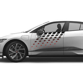 Decalcomania grafica con strisce di colore a quadretti sfumati per porte laterali Jaguar I-Pace Adesivo con logo
 1