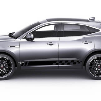 Jaguar E-Pace porte laterali strisce a scacchi decalcomania grafica Adesivo con logo
 1