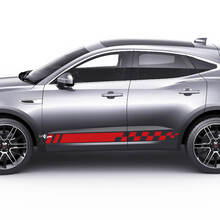 Jaguar E-Pace porte laterali strisce a scacchi decalcomania grafica Adesivo con logo
 2