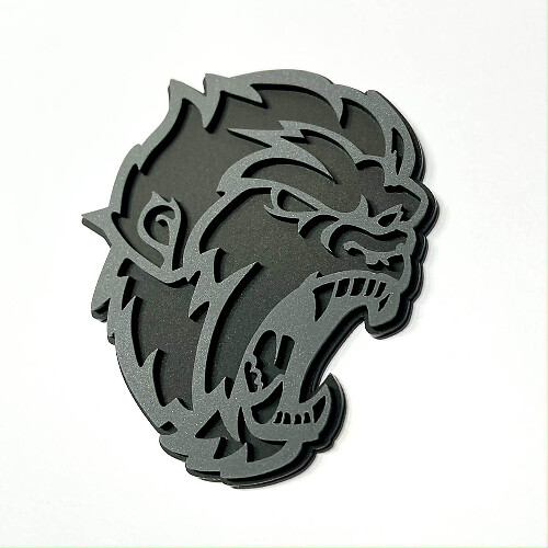 Angry Yeti Sasquatch Bigfoot Distintivo 3D Emblema dei distintivi del parafango grigio vs nero
