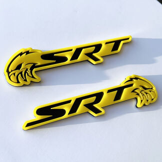 Emblema dei badge parafango SRT Trackhawk 3D giallo lucido vs nero lucido
