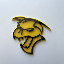 Distintivo 3D Hellcat Demon Emblema badge parafango nero vs giallo
 2