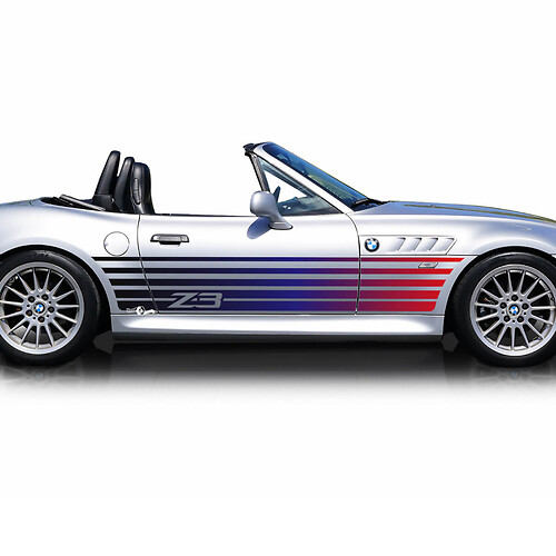Strisce stroboscopiche Adesivo decalcomania in vinile con strisce per porte laterali sfumate BMW Z3

