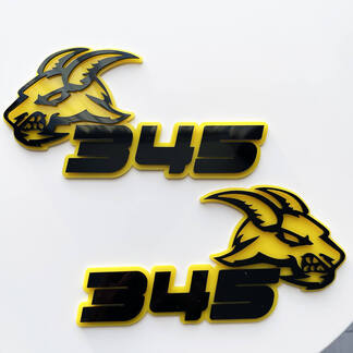 Distintivo 3D Goat 345 HEMI Emblema badge parafango nero vs giallo
 1