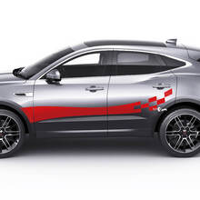 Jaguar E-Pace Strisce a scacchi laterali Decalcomania grafica per porte Adesivo con logo
 2