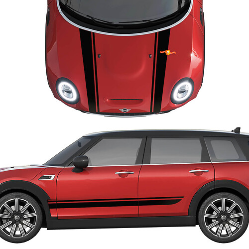 Mini Cooper S Strisce per cofano e portiere laterali Striscia Rally Decalcomania e adesivo grafico
