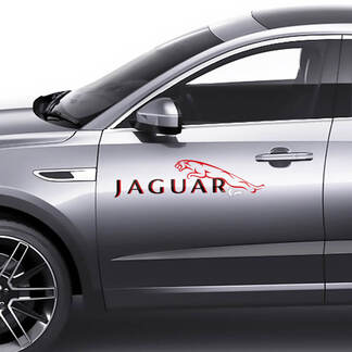 Coppia decalcomania grafica logo Jaguar E-Pace per porte laterali Adesivo logo 2 colori
