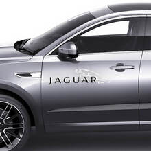 Coppia decalcomania grafica logo Jaguar E-Pace per porte laterali Adesivo logo 2 colori
 2