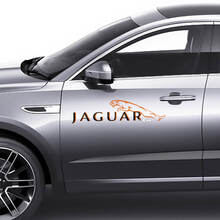 Coppia decalcomania grafica logo Jaguar E-Pace per porte laterali Adesivo logo 2 colori
 3