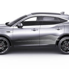 Coppia adesivi con logo Jaguar E-Pace Wave per porte laterali con logo a strisce con grafica sfumata di colore
 2