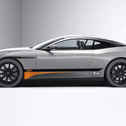 Laterale Aston Martin DB11 Rocker Panel Line Vinile Decalcomanie Adesivi 2 Colori
