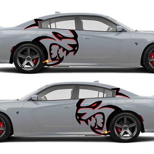 Enormi adesivi per decalcomanie laterali Hellcat Red Eye in due colori per Dodge Challenger Redeye o Charger
