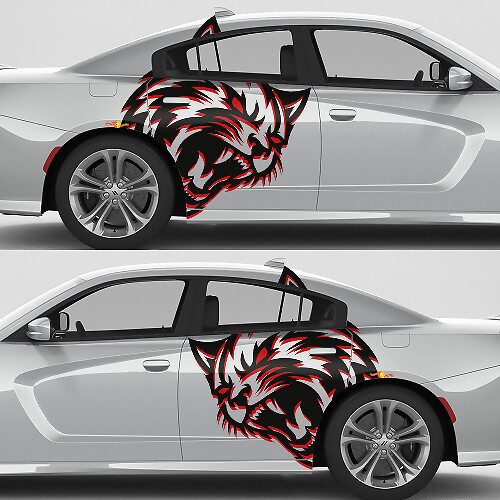 Kit di Adesivi in Vinile per Parafango Posteriore Enorme Wildcat per Dodge Challenger Charger