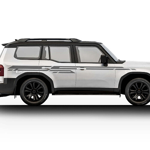 Kit adesivi in vinile per fiancate Toyota Land Cruiser Prado 2024 - Strisce grafiche adesive.
