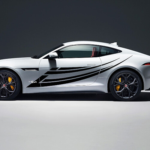 2x adesivi in ​​vinile con grafica laterale per porte Jaguar F-Type R
