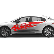 2x adesivi in ​​vinile con grafica Jaguar F-Type R Side Racing Graphics per porte laterali con fiamma
 2