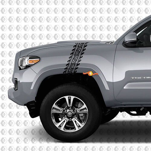 2x adesivi per decalcomanie in vinile a strisce laterali in stile polinesiano per cofano parafango Toyota Tacoma SR5 TRD
