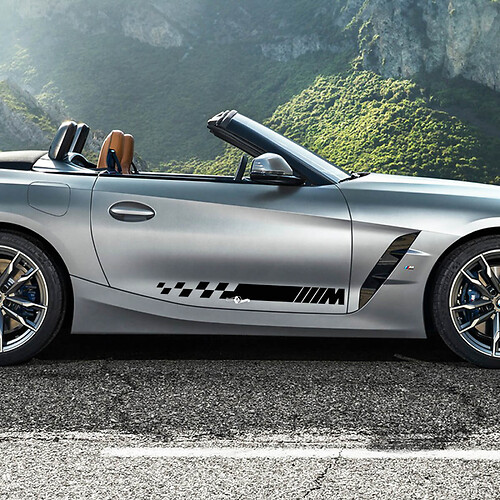Strisce a scacchi per porta laterale con logo M BMW Z4 adesivo in vinile
