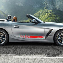 Strisce a scacchi per porta laterale con logo M BMW Z4 adesivo in vinile
 2
