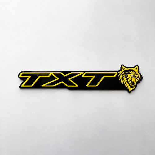 SRT Style Black Yellow Custom TXT Cat 3D — Emblema (parafango)