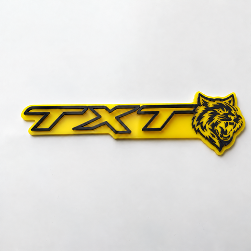 SRT Style Yellow Grey Custom TXT Cat 3D — Emblema (parafango)