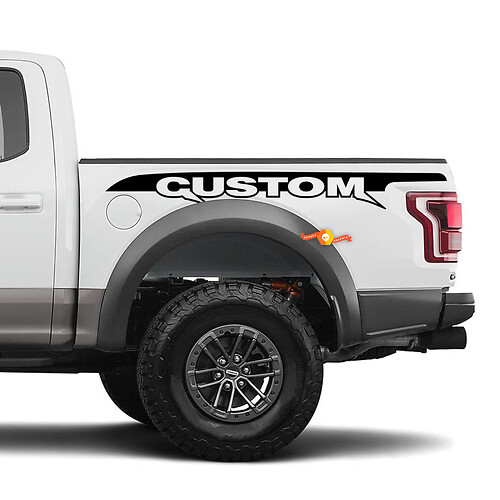 Kit di decalcomanie adesive con strisce Raptor sul comodino con testo personalizzato - Compatibile con Ford F150 Raptor
