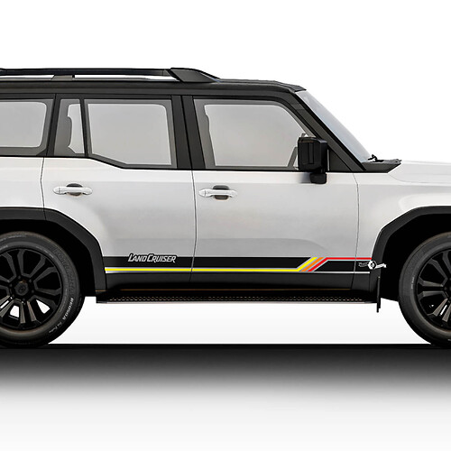Kit di decalcomanie per adesivi grafici in vinile con logo Toyota Land Cruiser vintage per porte laterali
