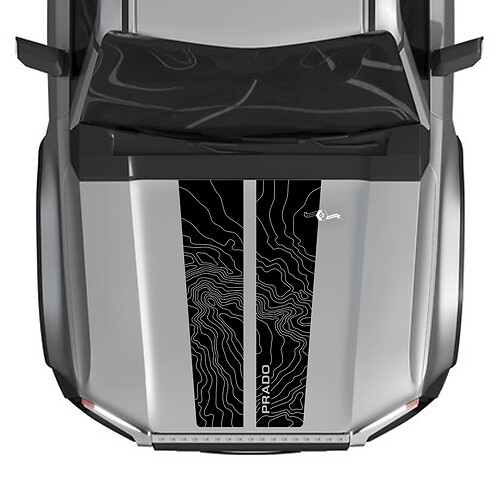 Adesivi per decalcomanie per cofano con mappa di contorno topografico per Toyota Land Cruiser 2024 - Grafica in vinile personalizzata
