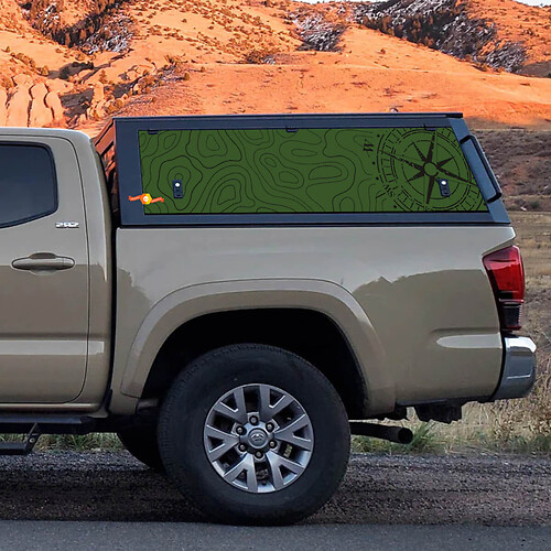 Decalcomania in vinile con mappa topografica per adesivi per cappellino per camion Toyota Tacoma - Grafica fuoristrada personalizzata
