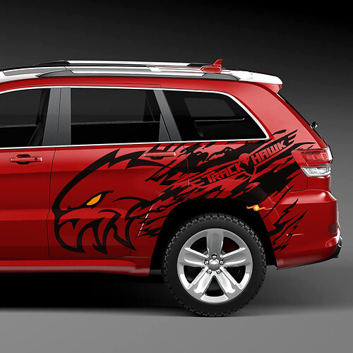 Jeep Grand Cherokee Trackhawk Logo Splash Grunge Stripes Kit Vinile Adesivo Decalcomania Grafica 2
