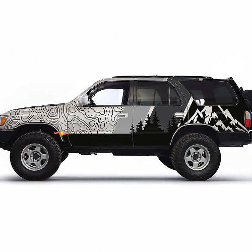 Kit Adesivo in Vinile Laterale Foresta Montuosa Topografica per Toyota 4Runner