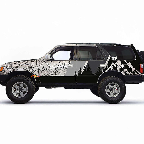 Kit Adesivo in Vinile Laterale Foresta Montuosa Topografica per Toyota 4Runner