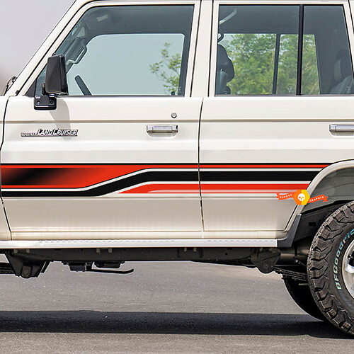 Kit di decalcomanie adesive per strisce laterali retrò per Toyota Land Cruiser GRJ76 - Grafica in vinile personalizzata 2
