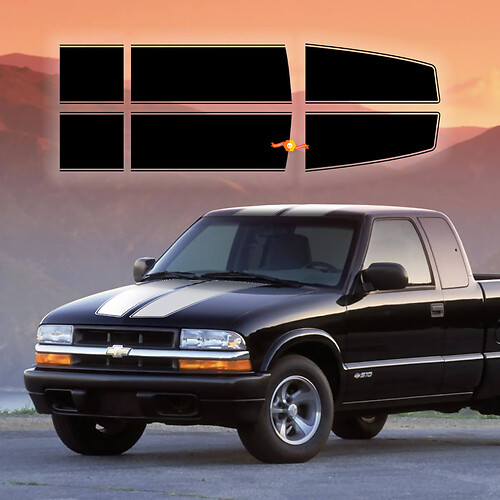 1994-04 Chevy Chevrolet S10 kit di adesivi per decalcomanie a strisce di cabina estesa
