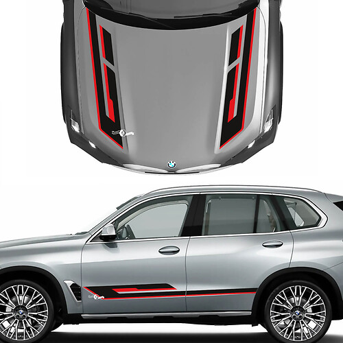 Esclusivo kit di decalcomanie per cofano e accenti laterali a 2 colori per BMW X5 G05 - Adesivi con grafica in vinile personalizzati
