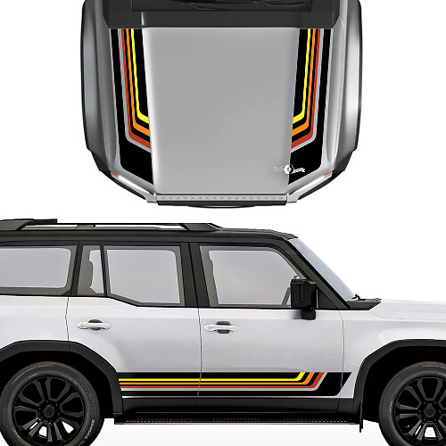 Kit adesivi in vinile a strisce retrò per cofano e fiancate per Toyota Land Cruiser 2024