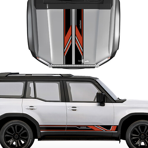 Adesivo per decalcomanie stile sportivo a strisce sul cofano e sui lati Toyota Land Cruiser Prado - Kit grafico in vinile

